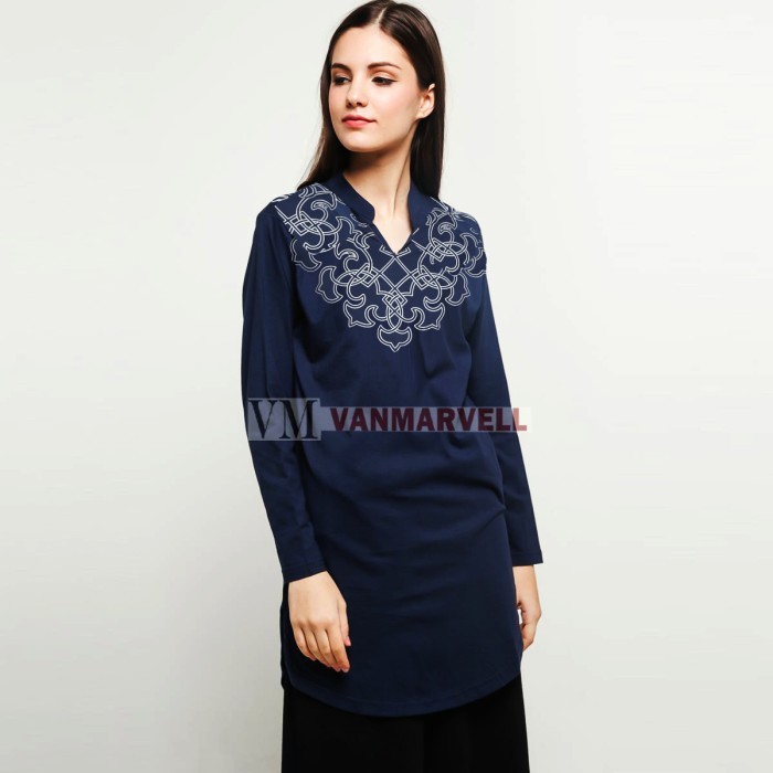 NEW -VM Tunik Panjang Wanita - Atasan Muslim Wanita Jumbo - Putih, 4XL
