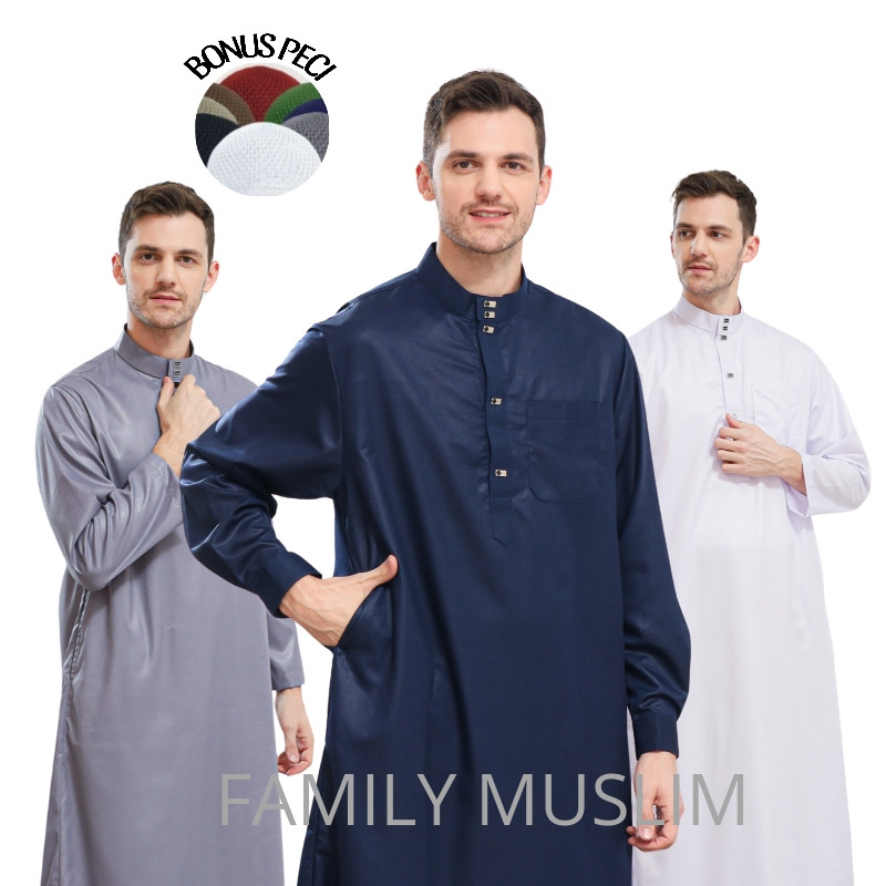 [HOT NEW] Gamis laki-laki lengan panjang polos jubah DUBAI mewah elegantgamis pria basic model terba