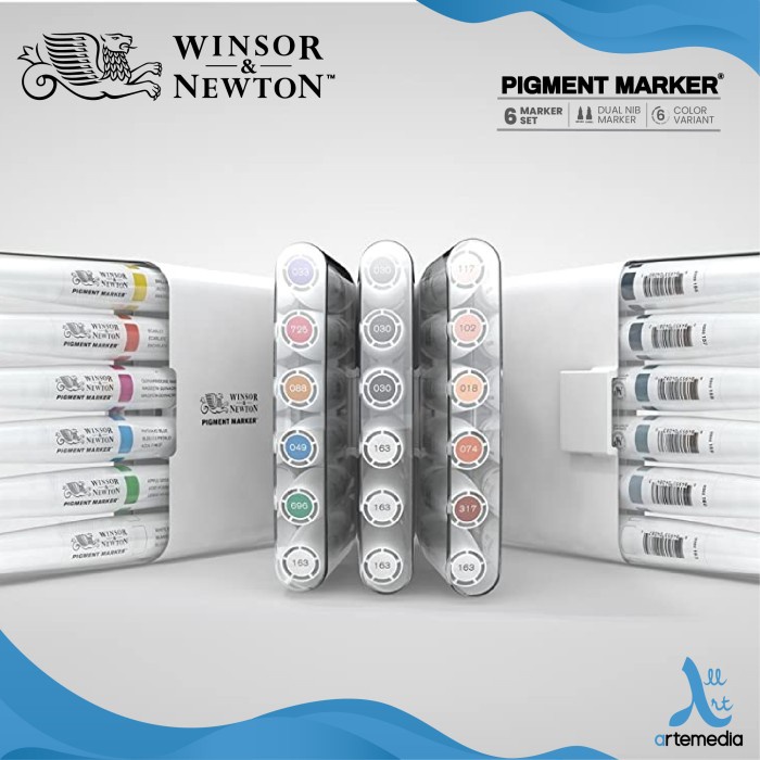 

Marker Winsor & Newton Dual Nib Pigment Marker Set 6 Spidol Warna - RICH TONES