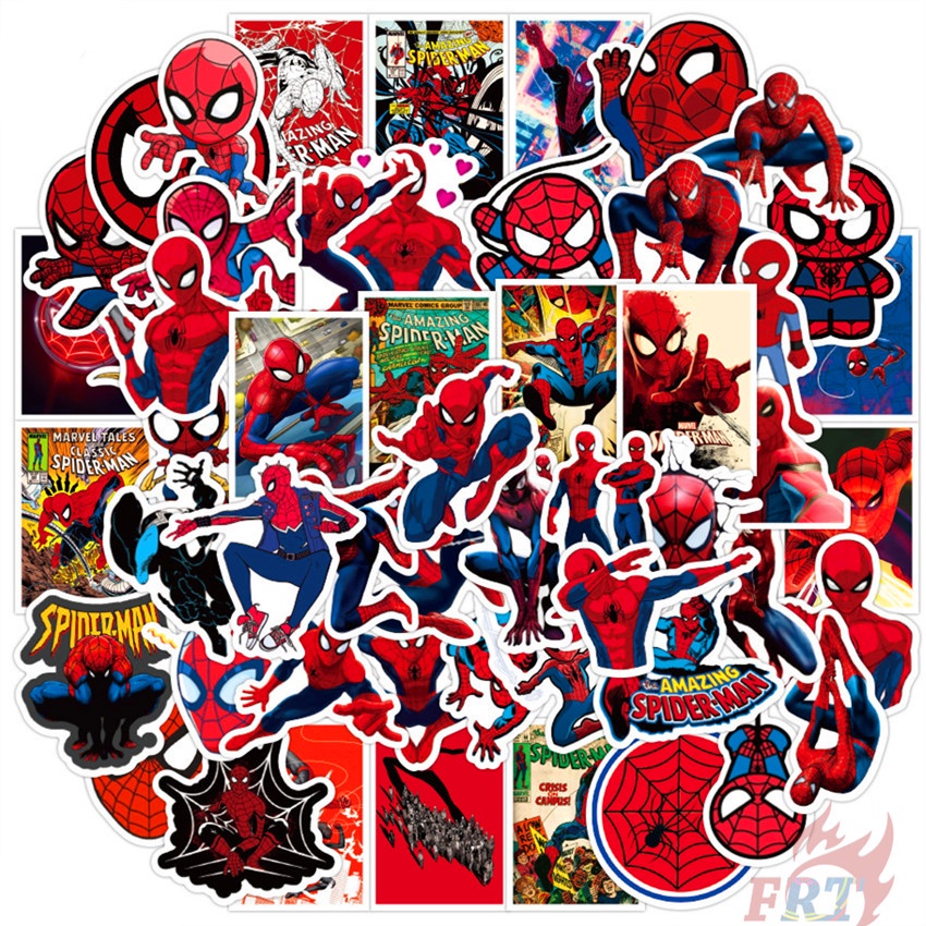 

50pcs / Set Masker Penutup Mata Stiker Desain Spiderman Stiker Doodle Diy Untuk Koper / Laptop / Skateboard