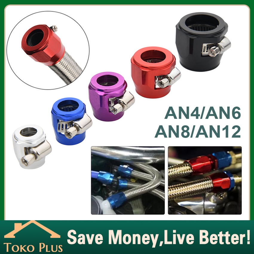 Baru Aluminium Klem Selang Bensin Hose Clamp Selang Bensin AN4/AN6/AN8/AN10/AN12 Hose End Finisher