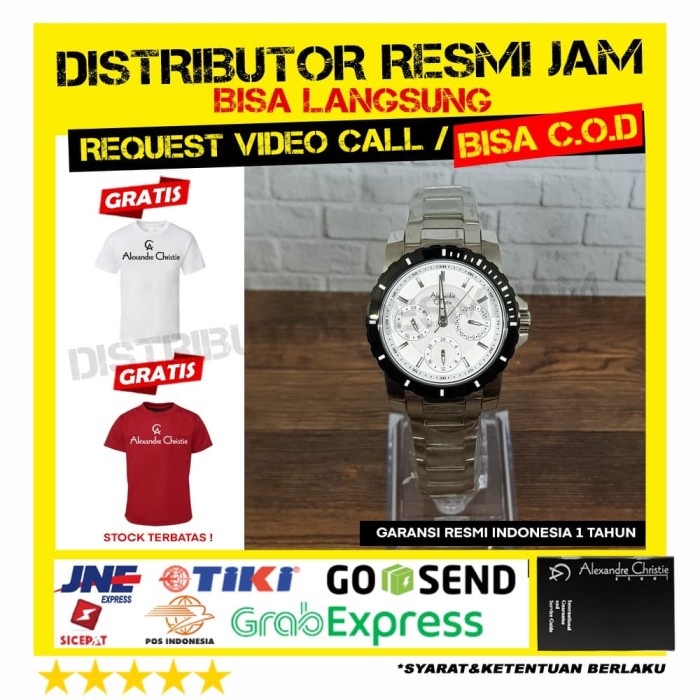 Jam Tangan Wanita Alexandre Christie AC 6141 6141BF Silver Black