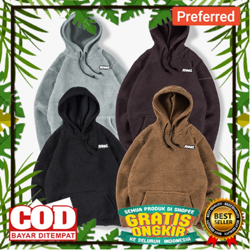WARNA WARNI TRENDY MOTIF SPORTY /[N01199] Jaket Hoodie Sherpa Distro Motif FENNEL