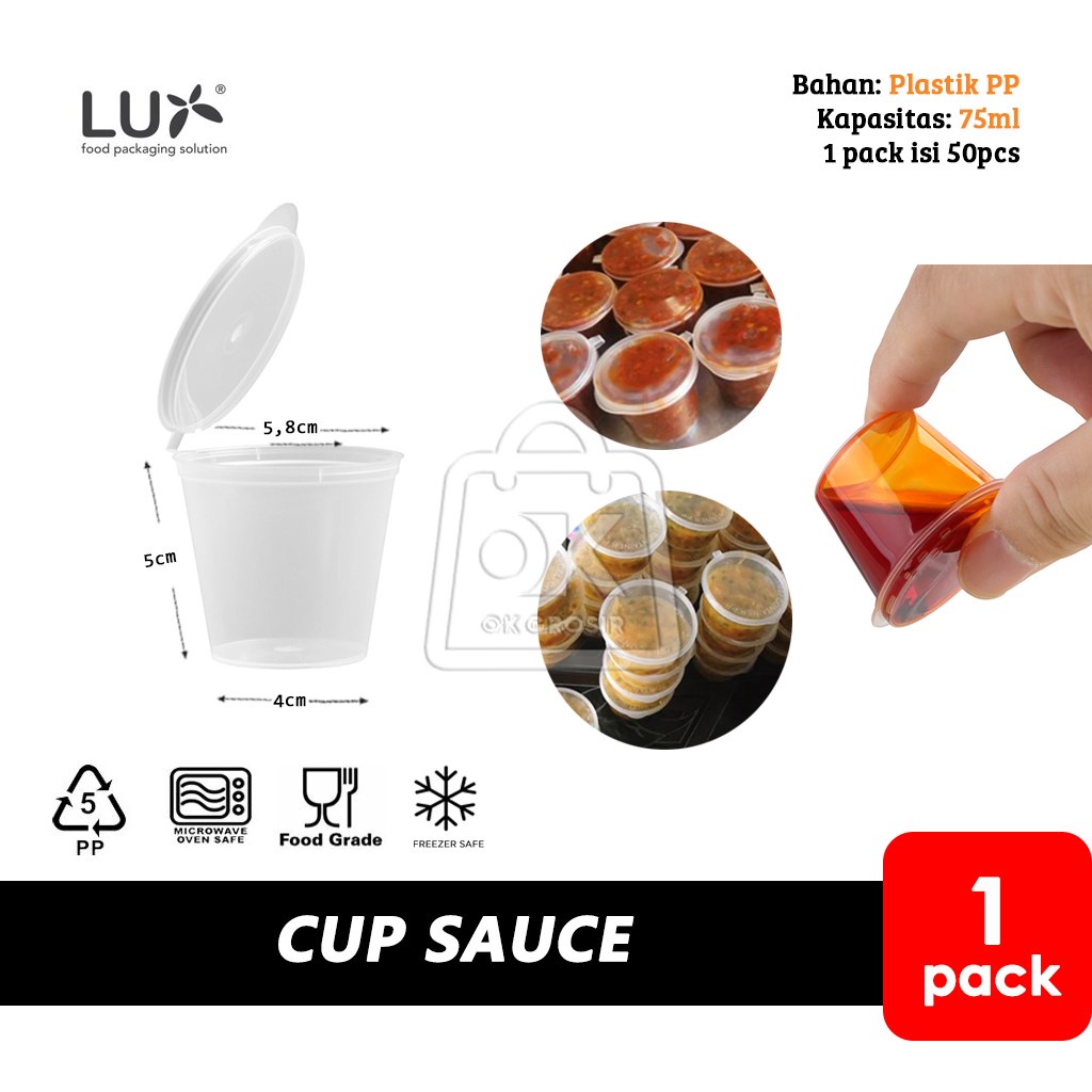 Tempat Saos Plastik Cup Sauce 75ml / Saus Sambal Container (1 pack)