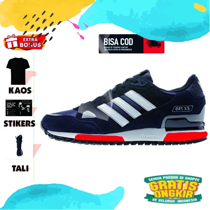 BIG SALE SEPATU ADIDAS ZX 750 SUEDE SNEAKERS MADE IN VIETNAM PROMO BESAR Navy/Orange
