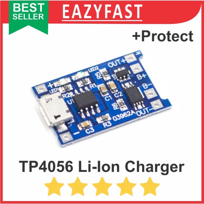 Modul TP4056 Protect Charger Baterai Li-Ion 18650 BMS 5V USB TP 4056