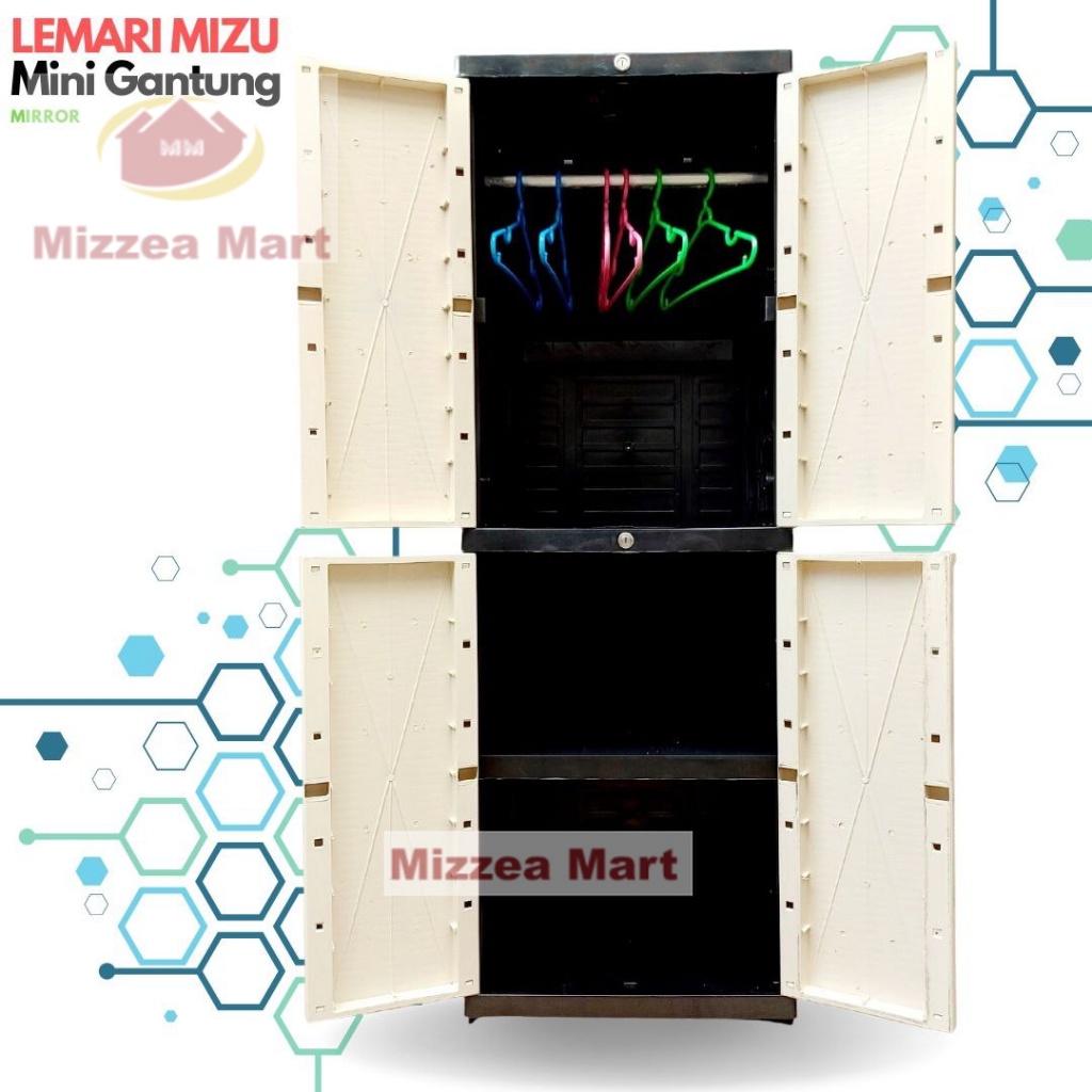 Revella LEMARI BAJU MIZU MINI GANTUNG LEMARI GANTUNG MINI KACA KUNCI LEMARI PLASTIK LEMARI ANAK LEMA