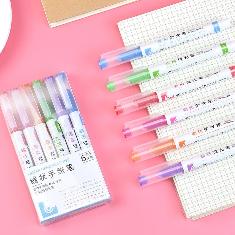 

Spidol Linear Pen SH-7008-6 Roller Type Isi 6 Pena Garis Rol Warna Bermotif Pattern Color Pen Spidol Garis Motif
