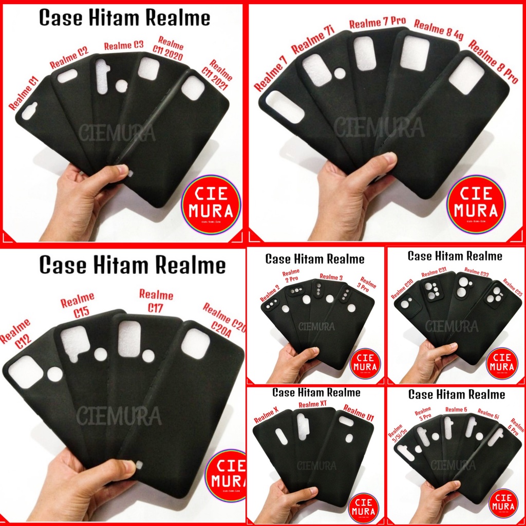 CIE Softcase Hitam REALME C1 C2 C3 C11 C12 C15 C17 C20 2 3 5 5i 5s 6 6i 7 7i 8i 8 Pro 4G 5G C20A C21 C21Y C25 C25Y C30 C30s C31 C33 C35 C53 NFC C55 V25 U1 X XT X2 K5 Q Narzo 20 30A 50i 50A Prime 2020 2021 5G Black Matte Case Polos Lentur Slim Silikon HP
