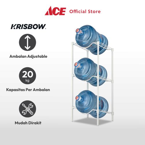 Krisbow Rak Galon 3 Tingkat - Putih Tempat Penyimpanan Galon Air Minum Rak Dispenser Perlengkapan Ru