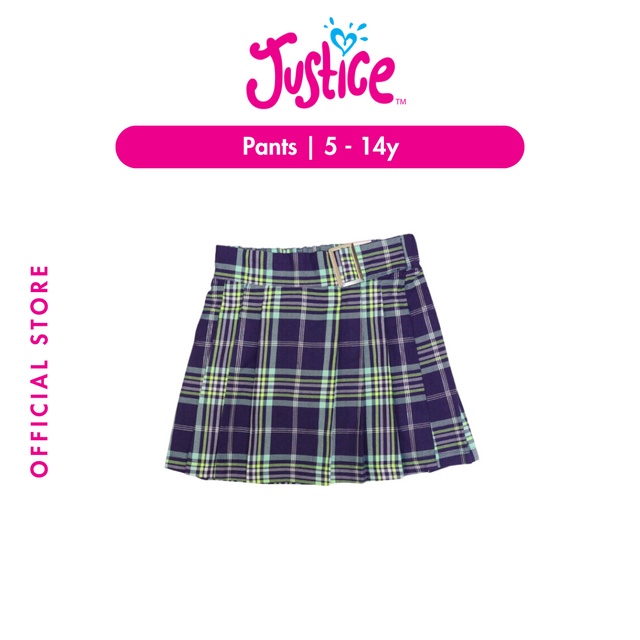 Justice Girls Faux Wrap Kilt Skirt - Rok Anak Perempuan(Biru)