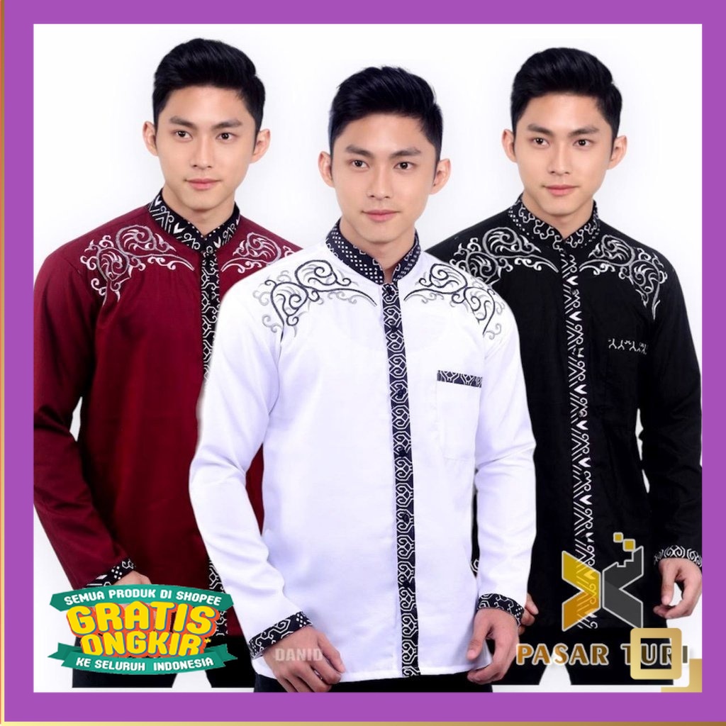 ( TERBARU ) Baju Koko Kurta Dewasa Lengan Panjang Pria Muslim Terbaru Motif Batik PasarTuri Sayap// 