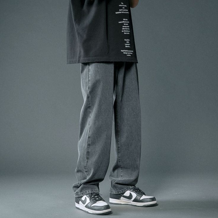 Celana Panjang Jeans Baggy Gombrong Kulot Loose Pants Pria Cowok Bahan Jeans Denim Hitam Snowash Mur