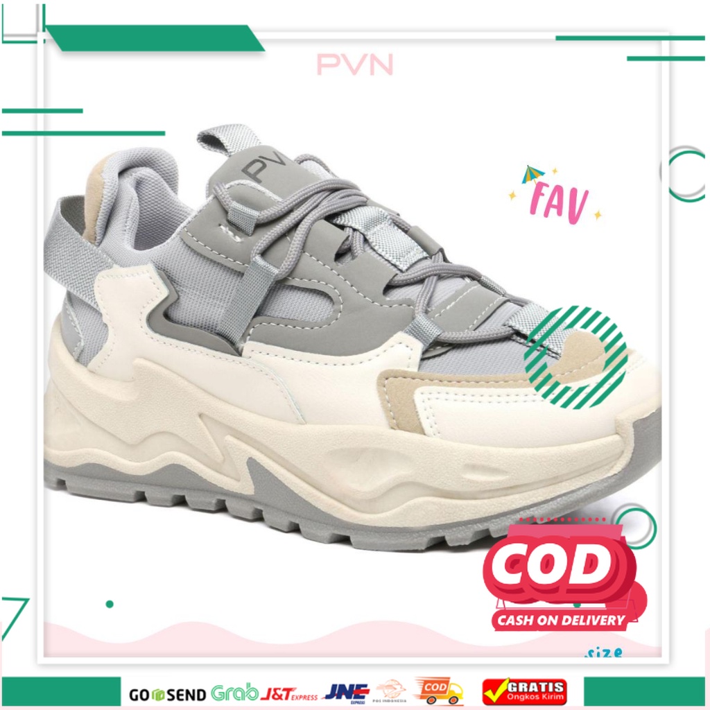 SEPATU ORI  / PVN Jungkook Sepatu Sneakers Wanita Sport Shoes Grey Krem 129