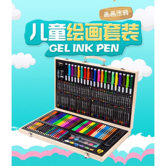 

Crayon Set 180 PCS Kotak Kayu /Pensil Warna Koper KAYU Set Cat Minyak