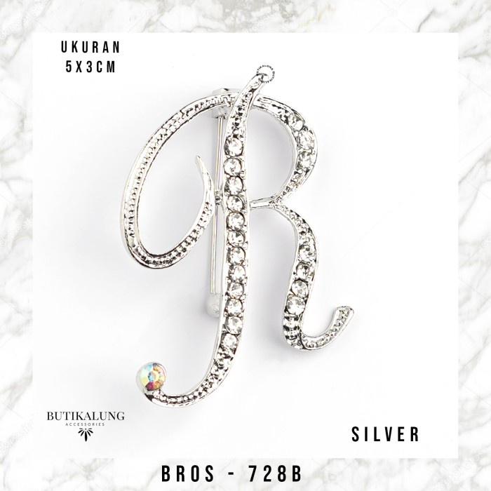 [ BEST SELLER ] - VS - Bros Huruf Hijab Bros Peniti Jilbab Aksesoris Fashion Wanita 728 - 728B SILVE