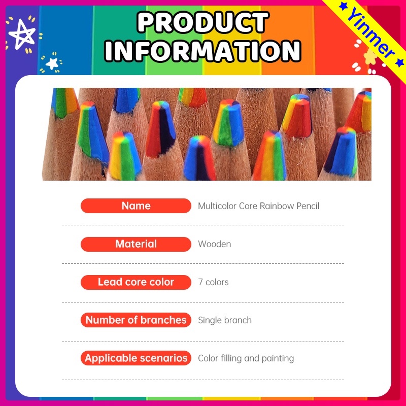 

COD✨ Pensil Pelangi Inti Multi Warna Pensil Warna Gradien Alat Tulis Pensil Kreatif -Yinmer