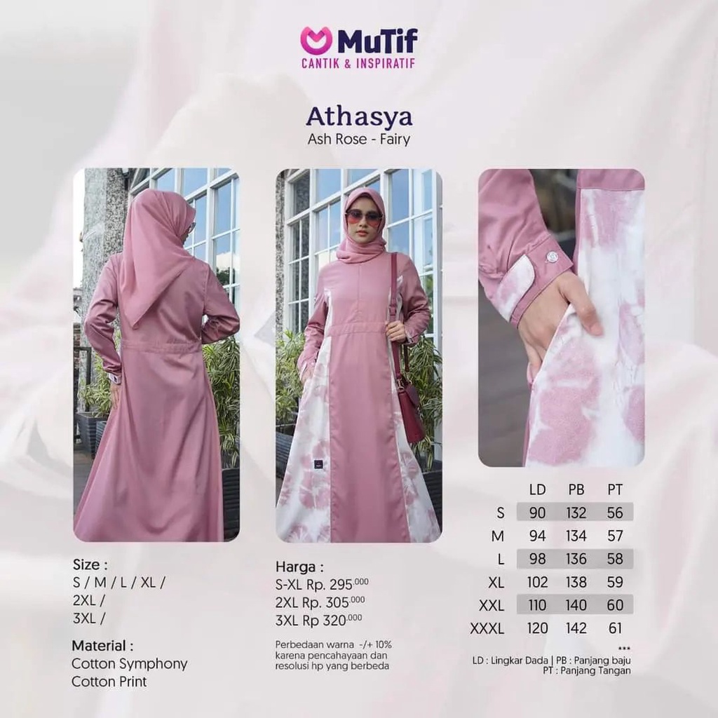 Gamis Wanita Dewasa Mutif Athaya Bahan Katun Syari