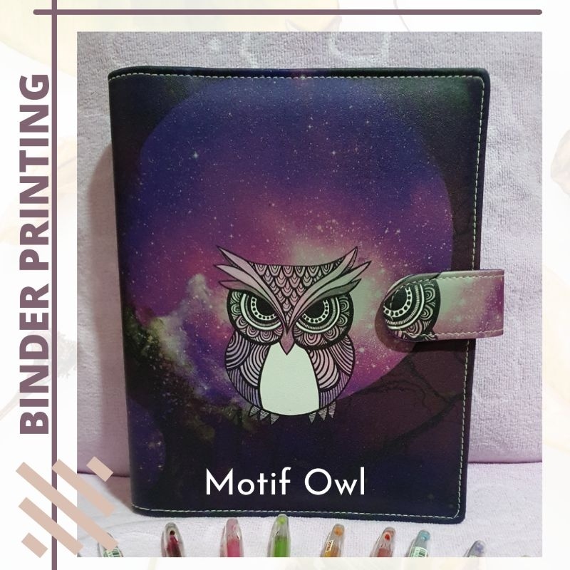 

Binder Printing motif owl ungu,Kulit Sintesis A5(20r)