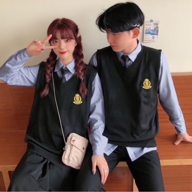 Korean version of college style autumn class uniform, British sweater jk set,