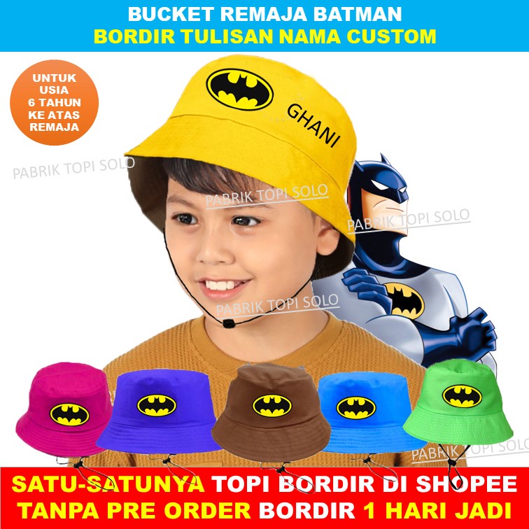 Bucket Batman Dan Topi Batman Bordir Nama Sesuka Mu Usia 6 Tahun Ke Atas Remaja Atau Dewasa