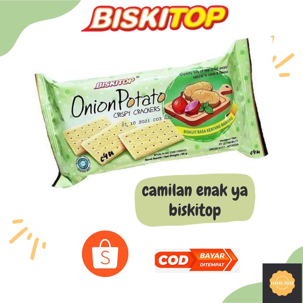 

KN - BISKITOP ONION POTATO 50g Biskuit Kue Kering Anak Dewasa Enak Renyah Biscuit Rasa Kentang Gurih