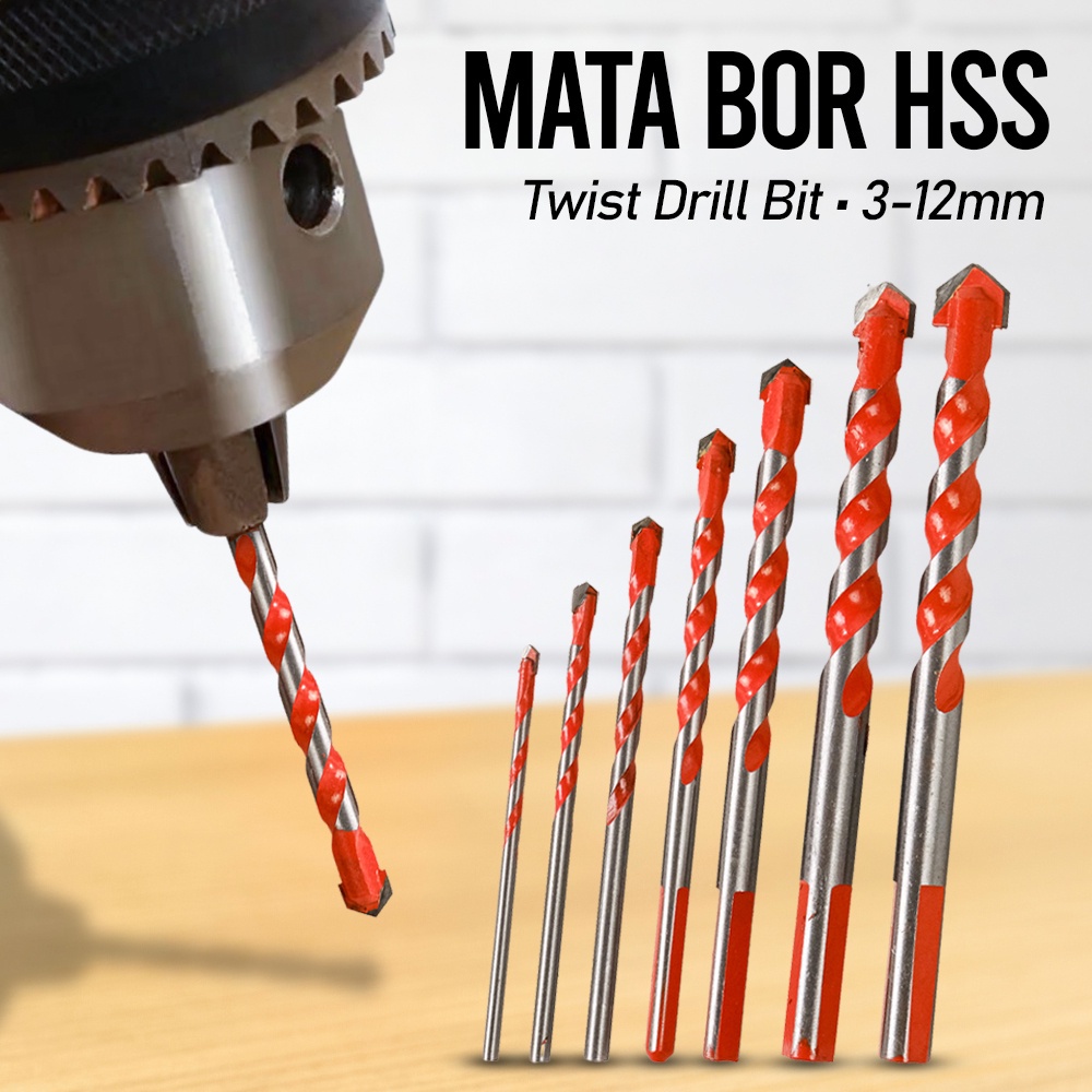 Balight Mata Bor HSS Twist Drill Bit 3-12mm 7 PCS - BA-H21 - Silver Mata Bor Kuat Dengan Bahan Besi 