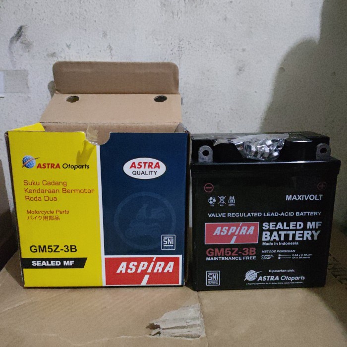 ACCU MOTOR MIO KARBU, GRAND, SUPRA X 100 ORIGINAL ASPIRA accu KERING