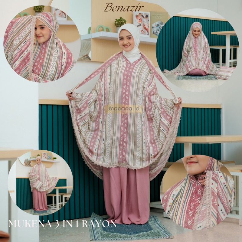 mukena traveling jumbo 3in1 rayon premium dewasa renda cantik free tas bisa gosend instant bandung