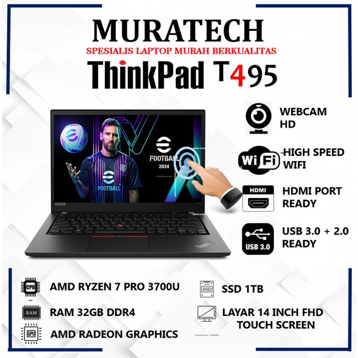 Laptop Gaming Lenovo Thinkpad T495 Ryzen 7 PRO 32GB 1TB 14 inch Touchscreen