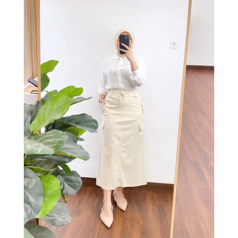 TREXUS - ZRX OOTD WANITA JELA / ROK ZIZE CARGO PARASUT / Pakaian Casual Wanita Hijab / Rok Cargo Wan