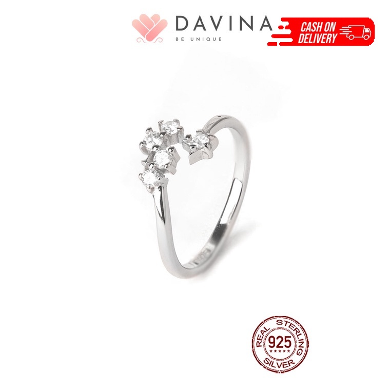 Davina Cincin Spica Ring Perak Asli S925 Sterling Silver 925 Aksesoris Fashion Ramadhan Wanita Korea