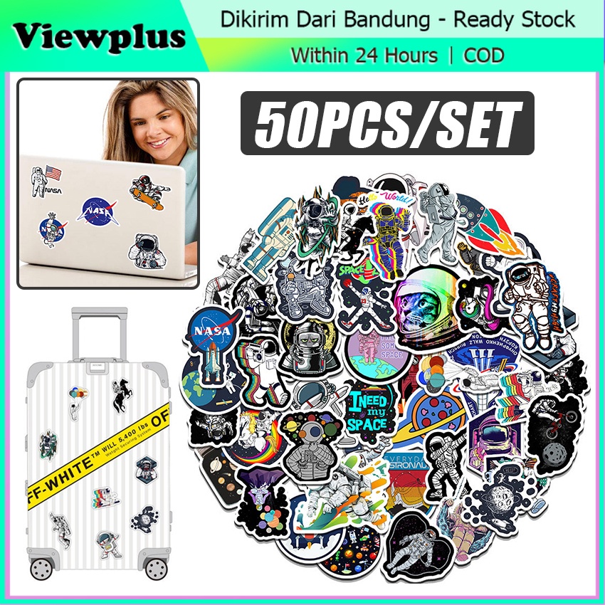 

50 PCS Stiker Desain Kartun UFO Alien Astronot Roket Luar Angkasa Untuk Laptop MacBook