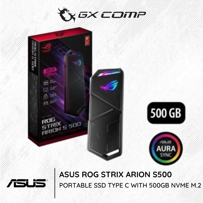 ASUS ROG STRIX ARION S500 - PORTABLE SSD TYPE C WITH 500GB NVME M.2