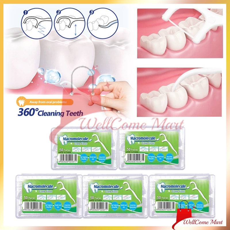 Dental Floss isi 50 / Benang Busur Tusuk Gigi / Macromolecul carea Dental floss