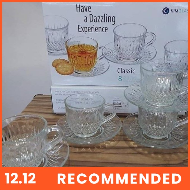 TOKO KIMGLASS CANGKIR KACA + TATAKAN