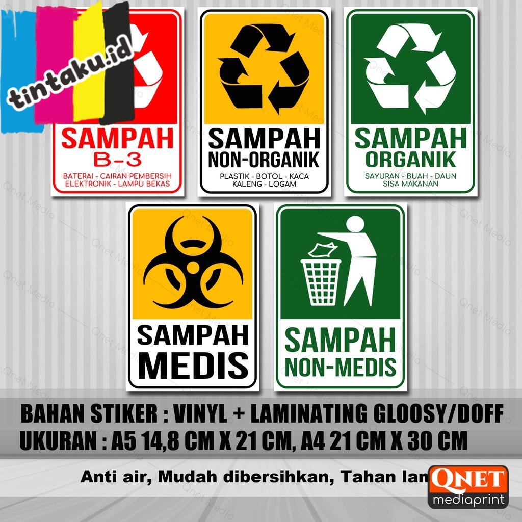 

STIKER PENANDA TEMPAT JENIS SAMPAH | BAHAN VINYL + LAMINASI GLOSSY