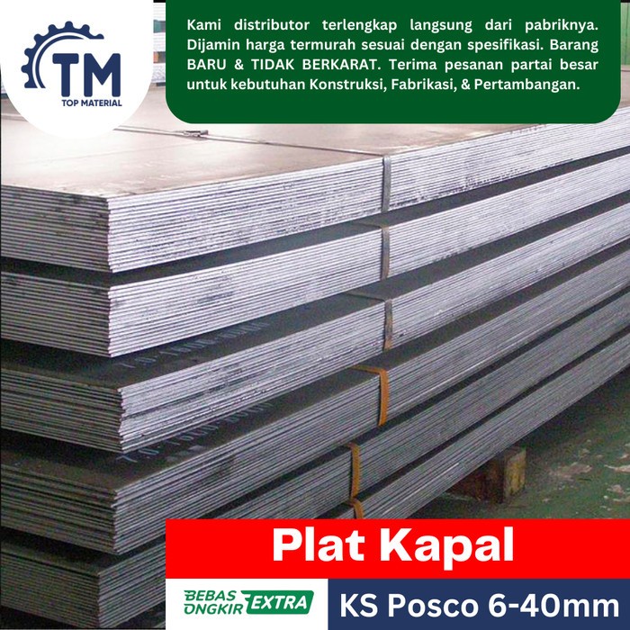 Plat Kapal Merek KS Posco Tebal 6mm - 40mm x 6 x 20 Full SNI