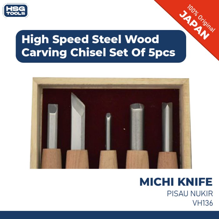 

MICHI KNIFE VH136 PISAU UKIR /PAHAT KAYU JEPANG HSS CARVING CHISEL 5PC