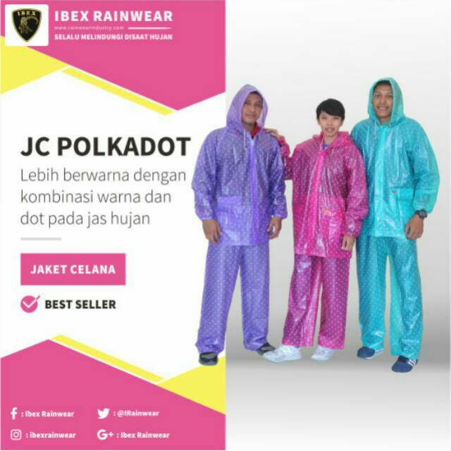 Jas hujan plkadot wanita IBEX / jas hujan polkadot ibex / jas hujan  polkadot karet pvc presan