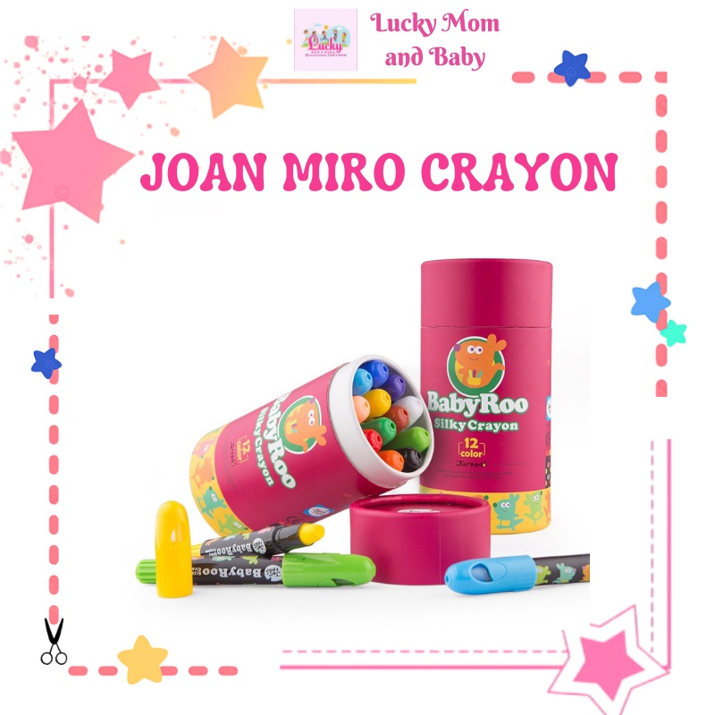 

[LMB] [FREE BUKU MENWARNAI] Joan Miro Babyroo Washable 12pcs or 24pcs Silky Crayon Baby Roo Krayon Aman Body Face Painting