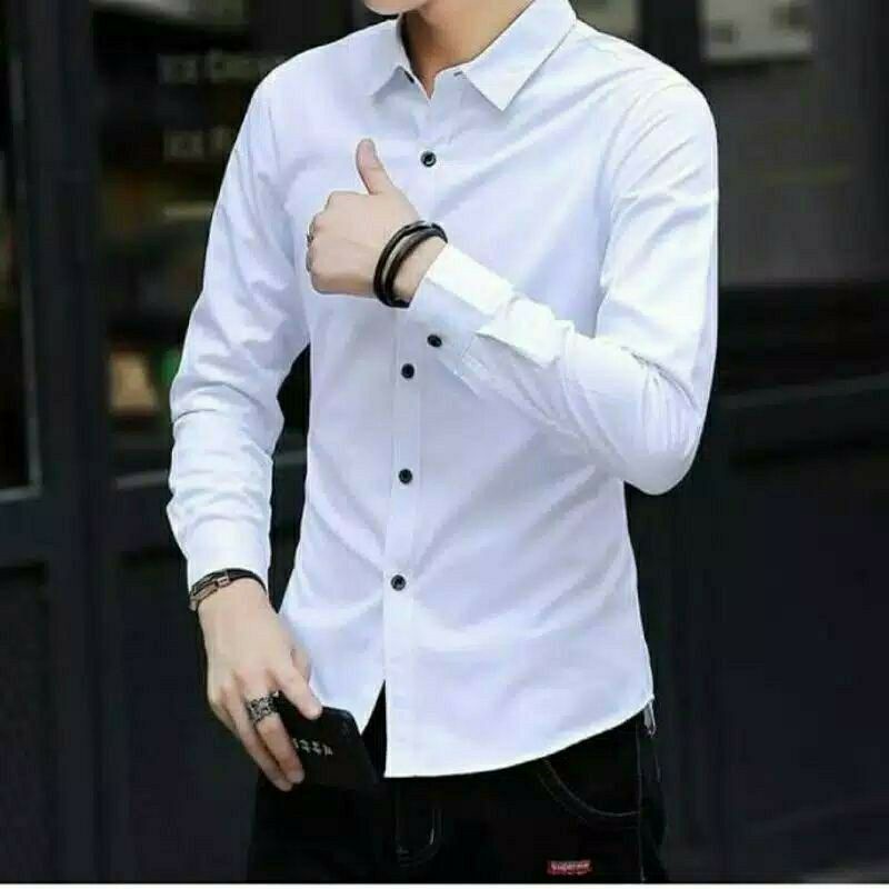 Kemeja Polos Lengan Panjang Cowok / Kemeja Polos Pria Lengan Panjang / Kemeja Polos Lengan Panjang S