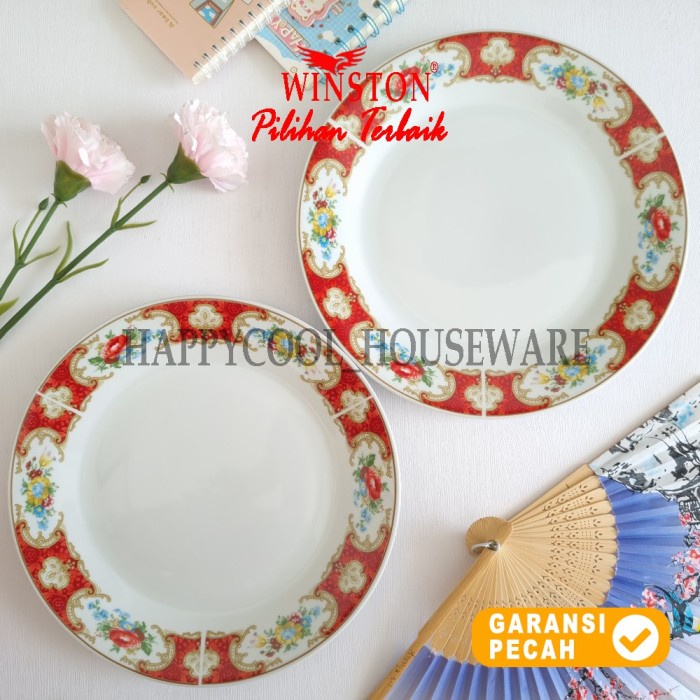 WINSTON 1pcs Dinner Plate Keramik KLASIK RED 10.5in Piring Ceper 27cm