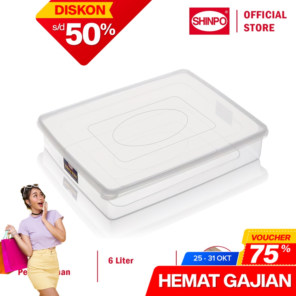 SHINPO Kotak Penyimpanan Makanan 6L Large Kotak Donat Donatsu Food Storage SPO-SIP-306 Clear