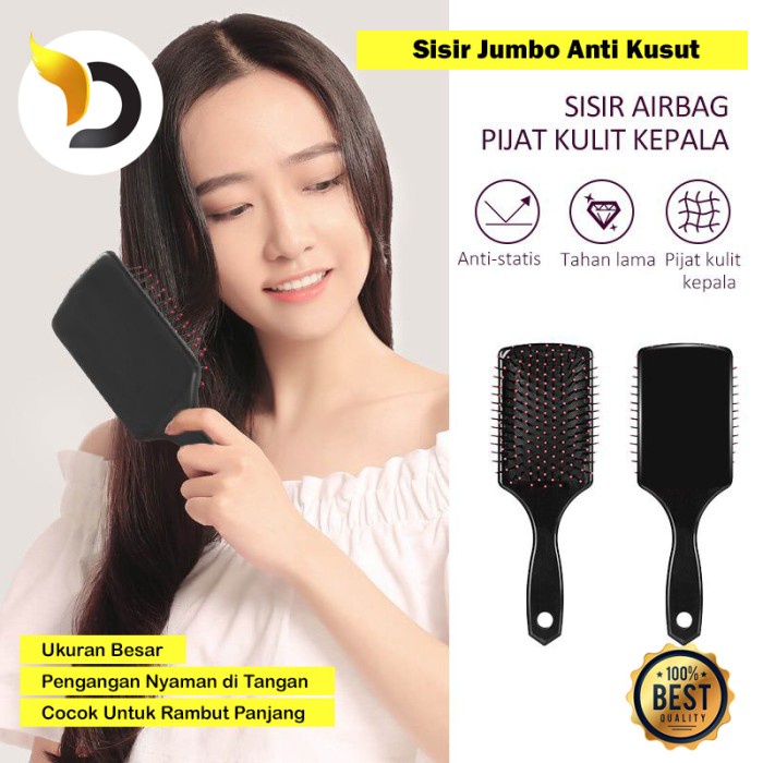 Sisir Rambut Wanita Jumbo Anti Kusut Airbag Hair Comb Pijat Kepala Lembut Sisir Rambut Anti Rontok M