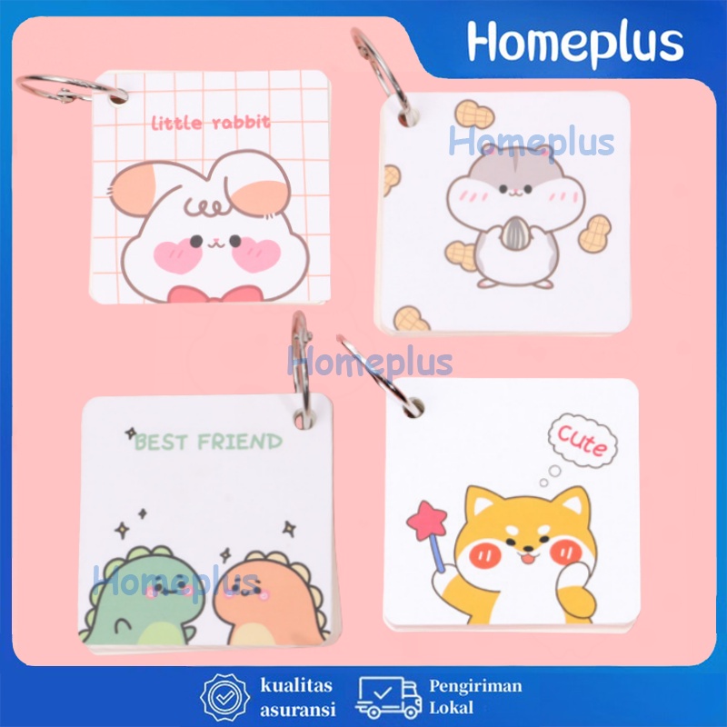 

HomePlus Notebook Sticky Note Buku Lingkaran Besi Kosong Loose Leaf Book Gantungan Memo Hamster Dino Sticky Note Lucu Mini Notebook