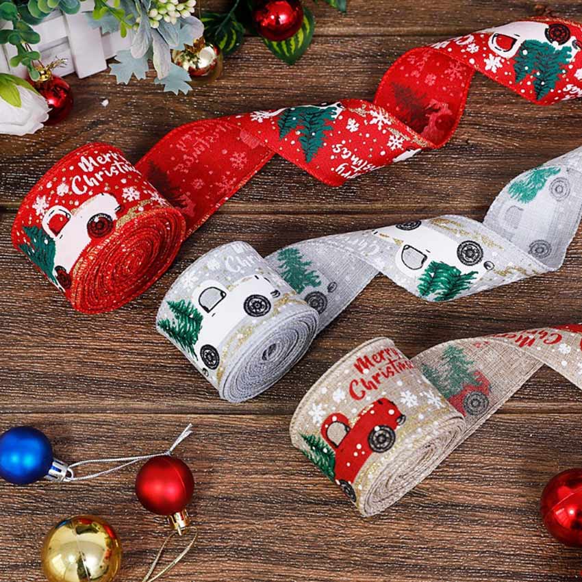 5M Pita Roll Hiasan Natal Motif Natal Pita Ribbon Natal Merry Christmas Premium - Roll Pita Natal