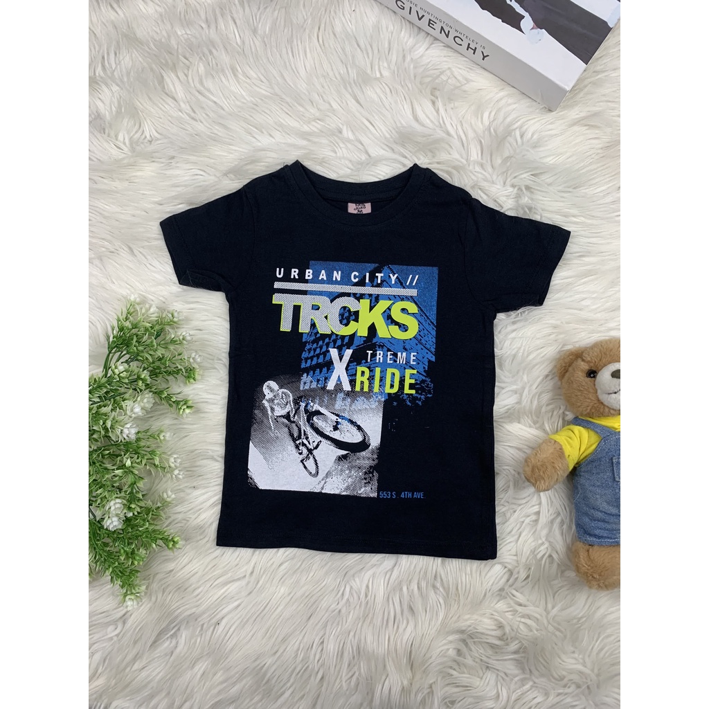 KAOS COWOK HITAM MOTIF TRCK SEPEDA - BRAND KIKI&KOKO - BRAND ORIGINAL - BAJU ANAK LAKI-LAKI - KIDS F