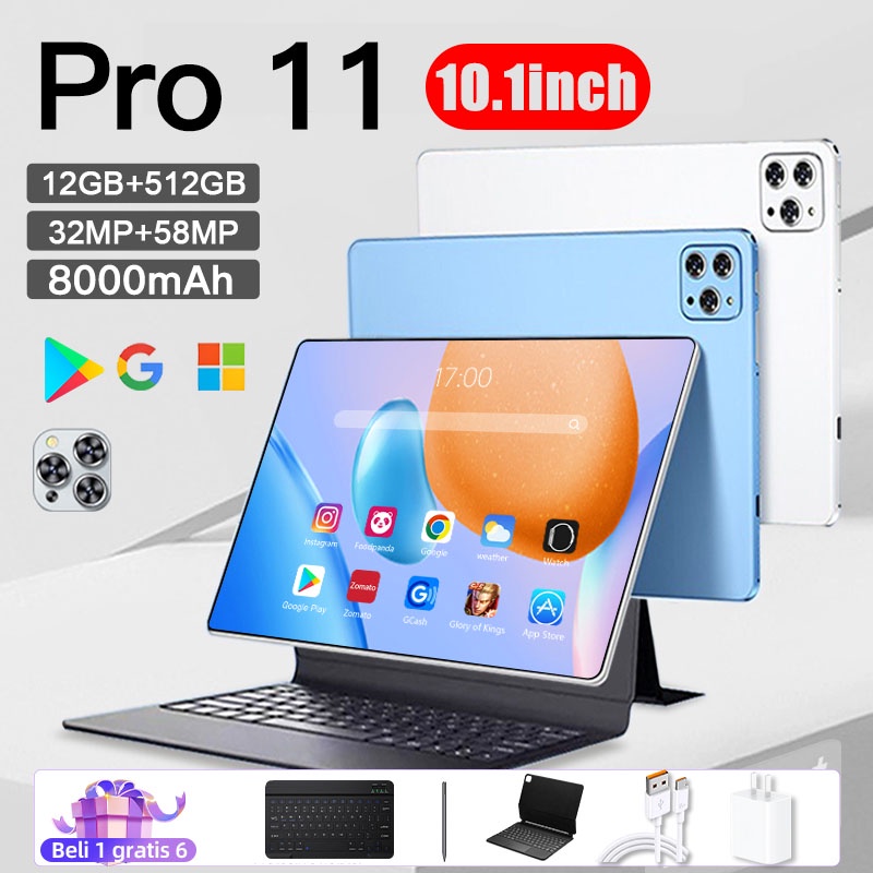 Asli Galaxy Pro11 Tab Baru Tablet PC 12GB + 512GB Tablet Android 8/10.0inch Layar Full Screen Layar 