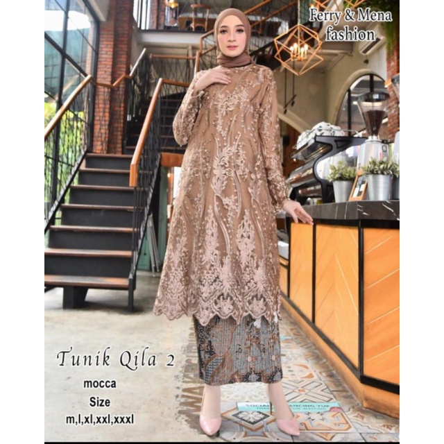 Set Kebaya Modern Brokat Tulle Ocean/ Kebaya Kartini/ Kebaya Muslim/ Kebaya Terbaru/ Kebaya Wisuda/ 